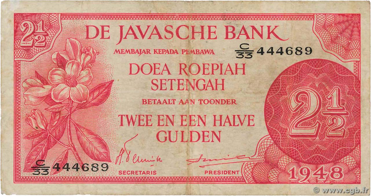 2,5 Gulden INDES NEERLANDAISES  1948 P.099 TTB