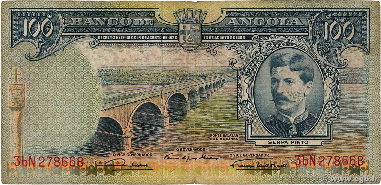 100 Escudos ANGOLA  1956 P.089a S