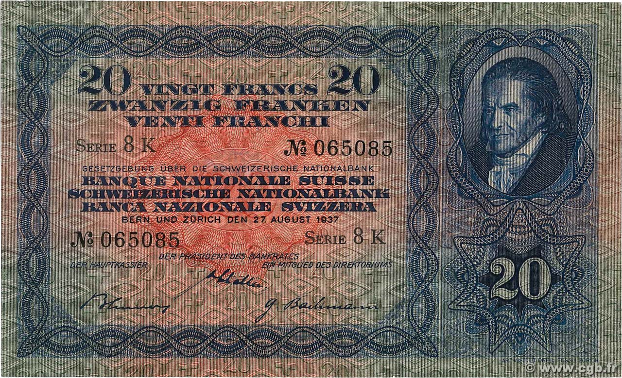 20 Francs SUISSE  1937 P.39f TTB+