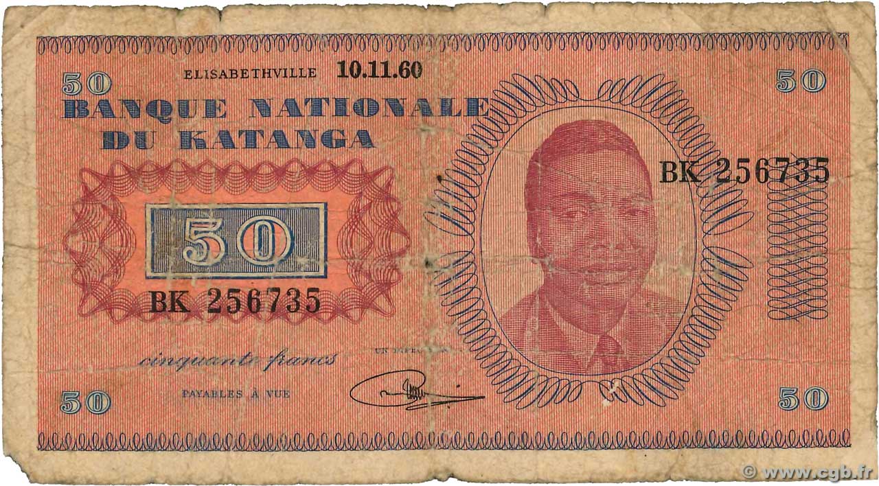50 Francs KATANGA  1960 P.07a B