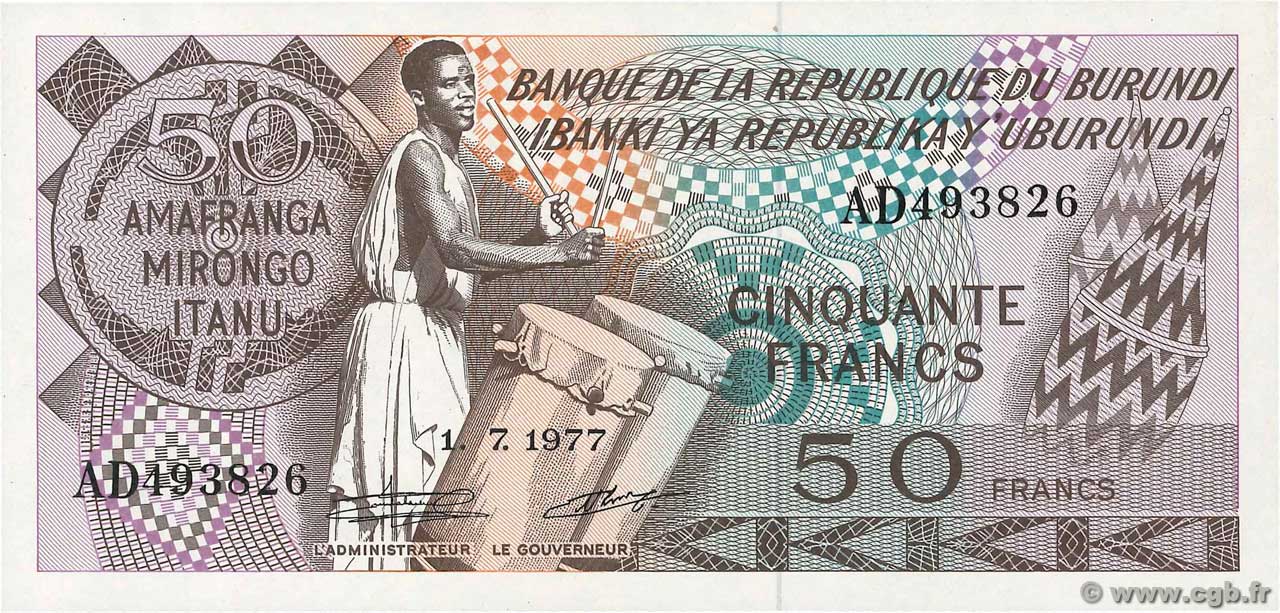 50 Francs BURUNDI  1977 P.28a UNC