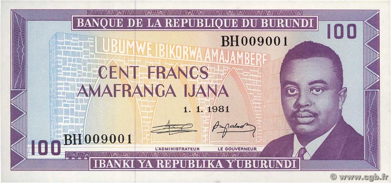 100 Francs BURUNDI  1981 P.29b FDC