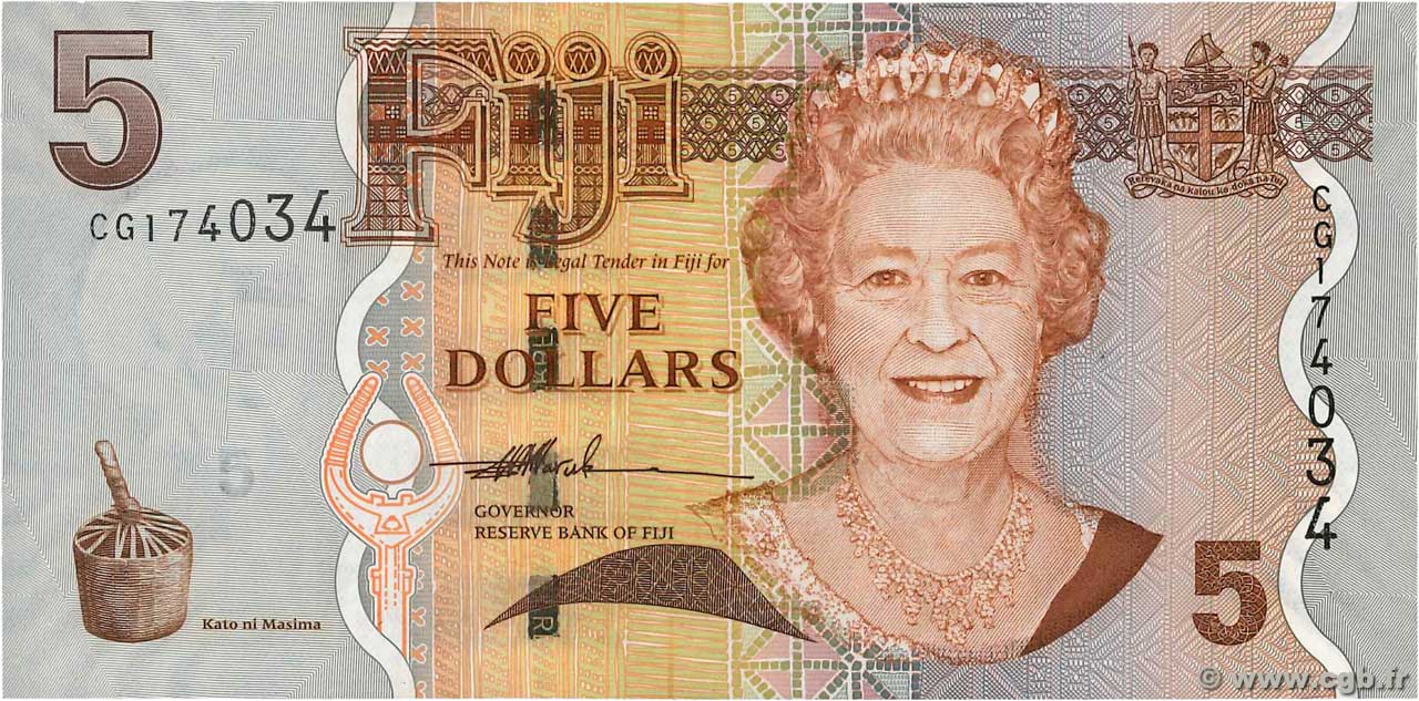 5 Dollars FIDJI  2007 P.110a SUP