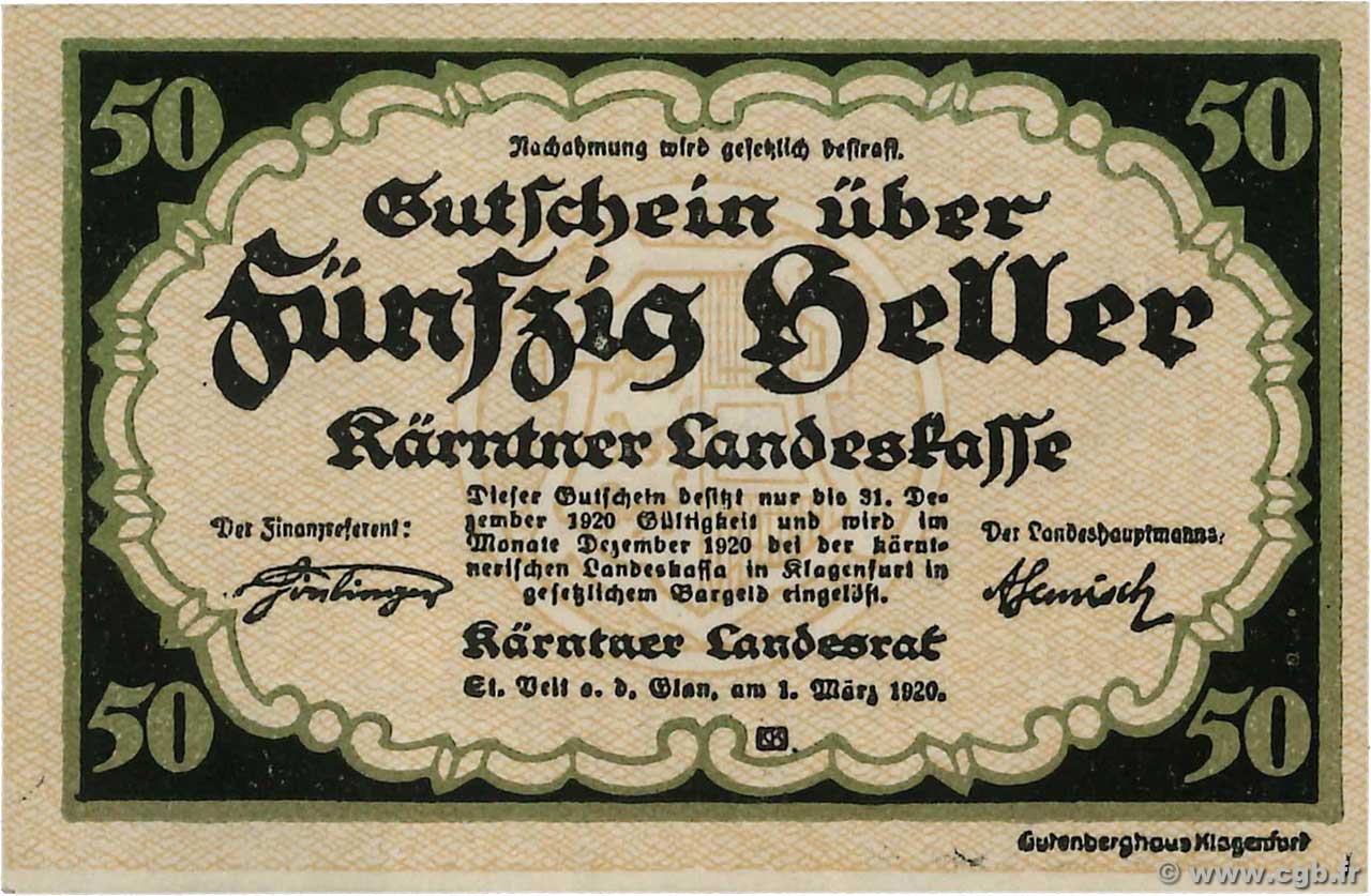 50 Heller AUSTRIA 1920 PS.108 b92_9528 Banknotes