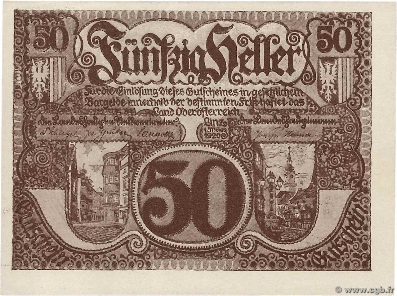 50 Heller AUSTRIA  1920 PS.116a FDC