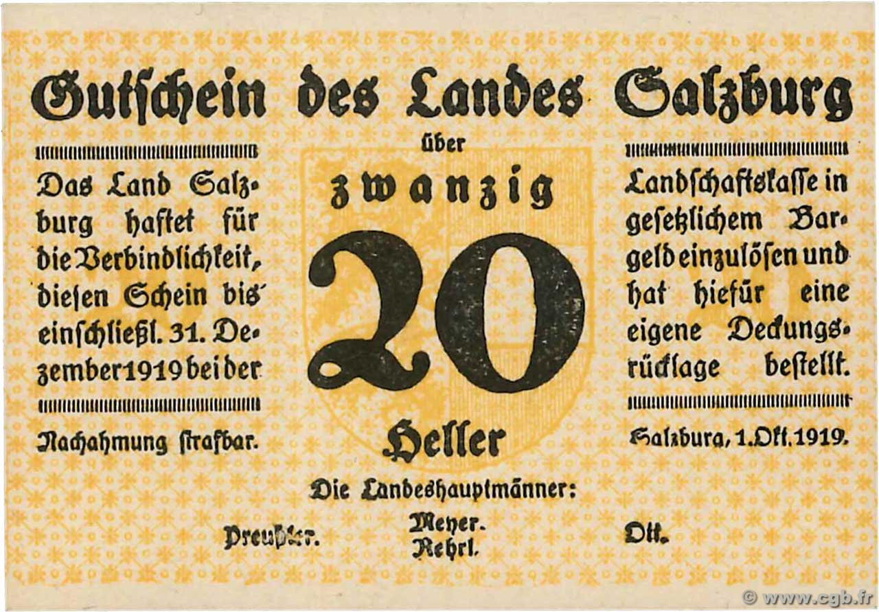20 Heller AUSTRIA  1919 PS.127 UNC
