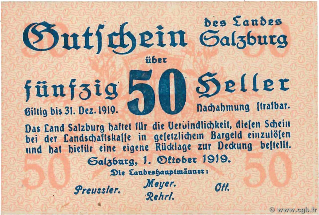 50 Heller AUSTRIA  1919 PS.128a UNC