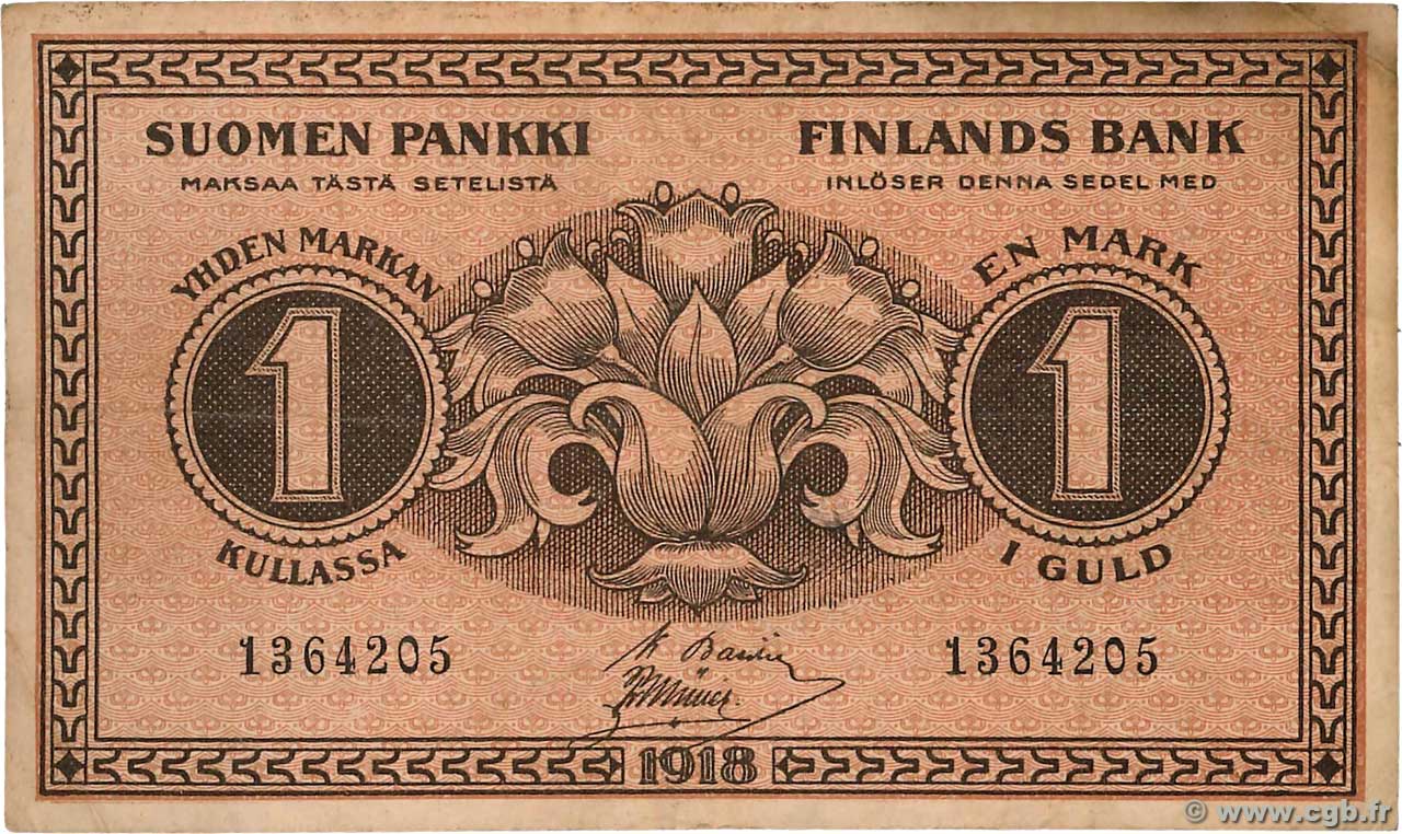 1 Markka FINLAND  1918 P.035 VF