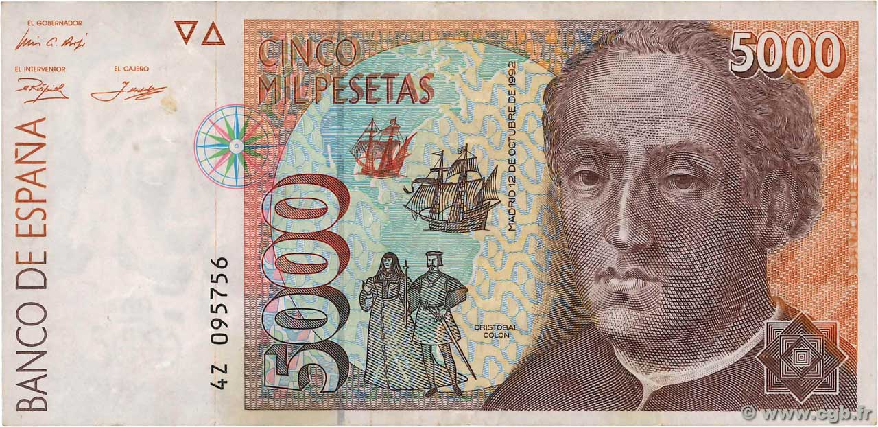 5000 Pesetas ESPAGNE  1992 P.165 TTB