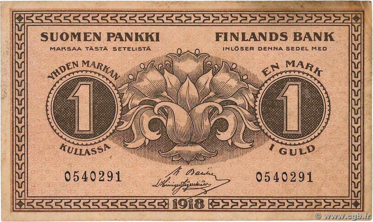 1 Markka FINNLAND  1918 P.035 SS