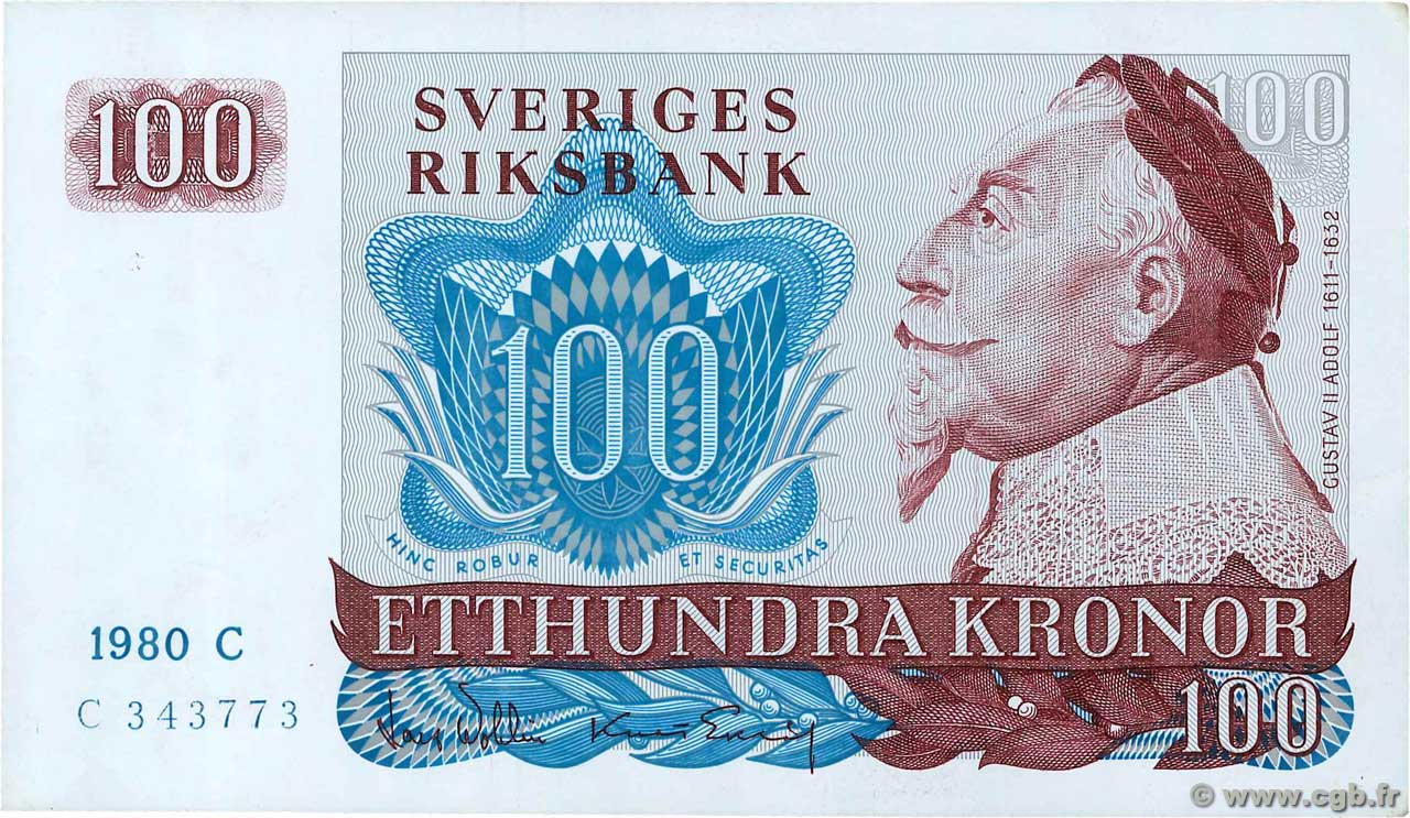 100 Kronor SUÈDE  1980 P.54c VZ