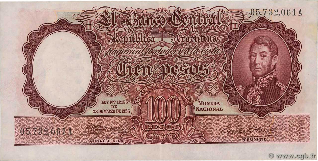 100 Pesos ARGENTINA  1943 P.267a SPL+