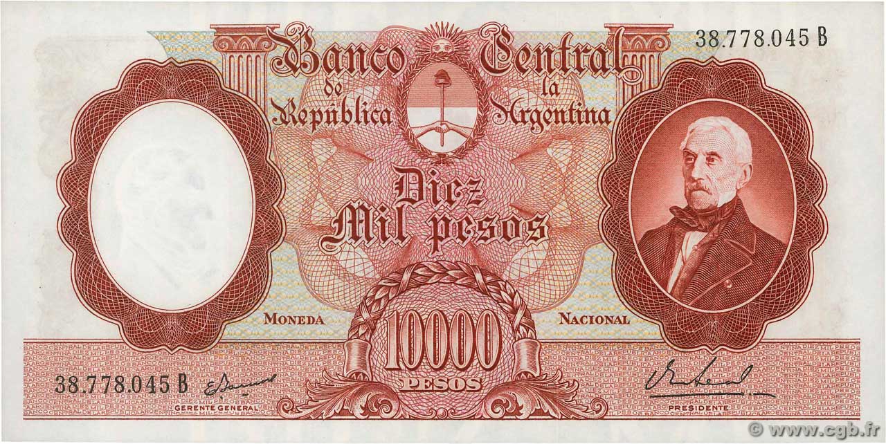 10000 Pesos ARGENTINA  1961 P.281b q.FDC