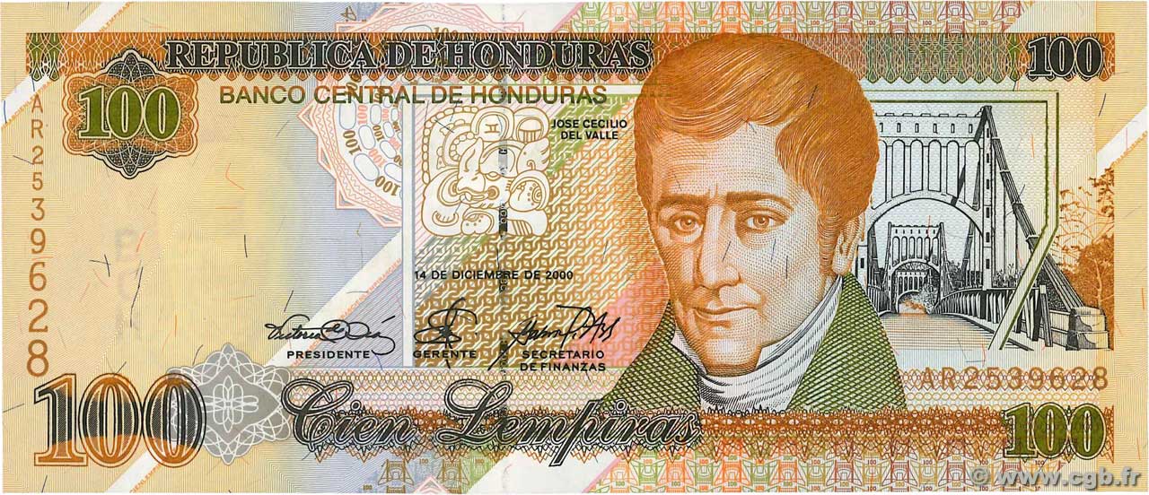 100 Lempiras HONDURAS  2000 P.077d UNC