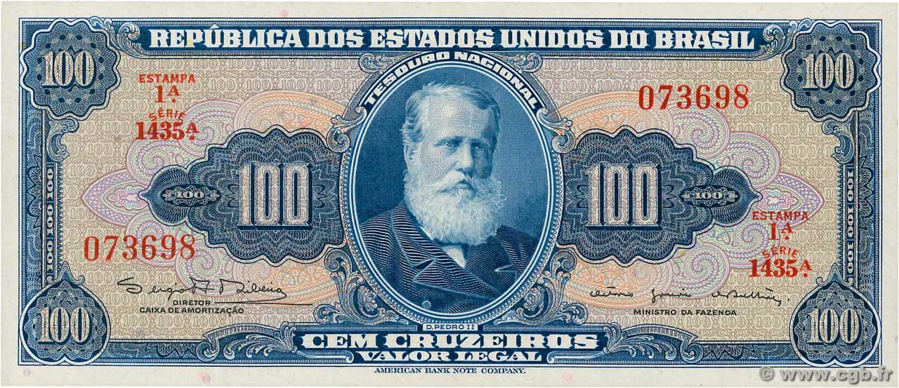 100 Cruzeiros BRASILIEN  1964 P.170c ST