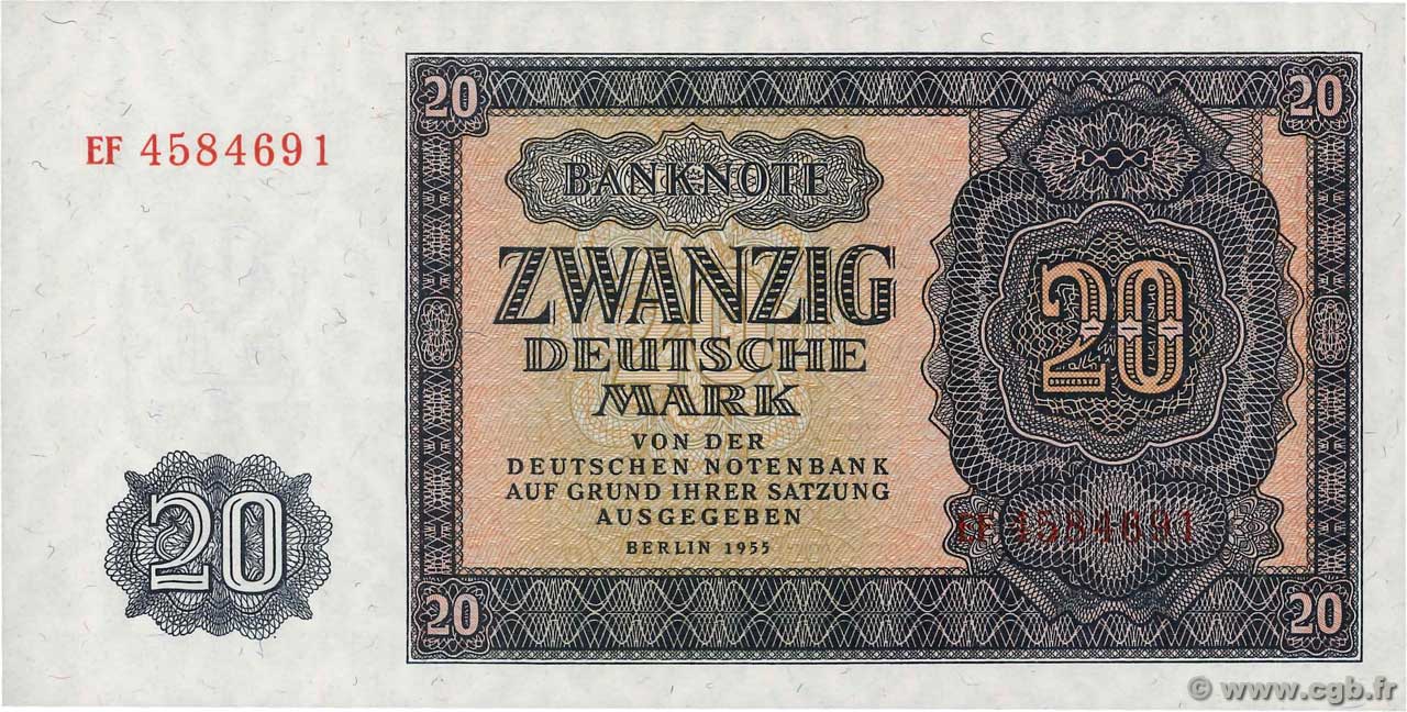 20 Deutsche Mark ALLEMAGNE RÉPUBLIQUE DÉMOCRATIQUE  1955 P.19a NEUF