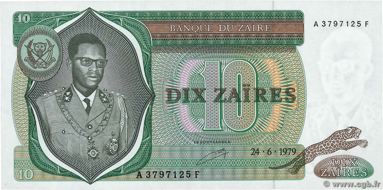 10 Zaïres ZAIRE  1979 P.24a UNC