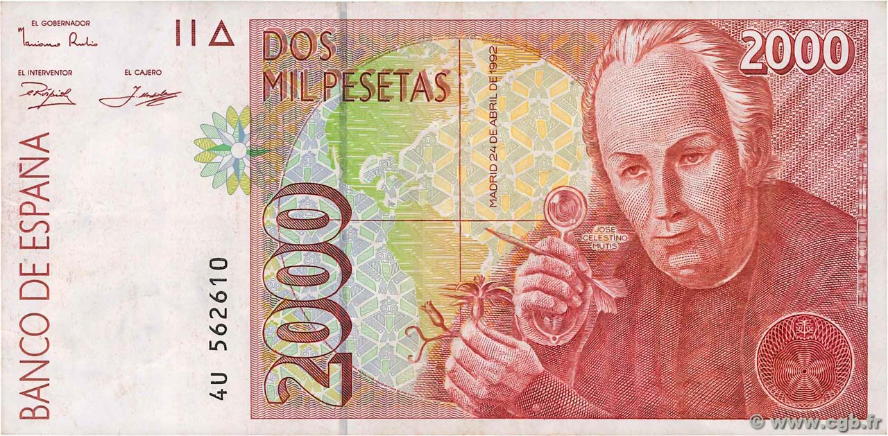 2000 Pesetas SPAIN  1992 P.164 VF