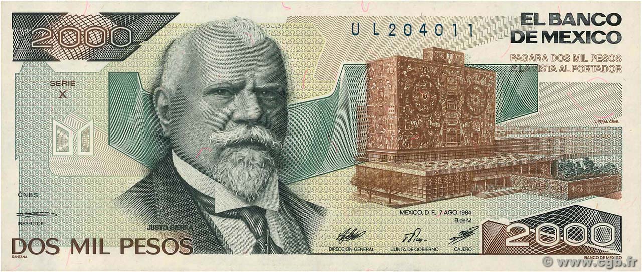 2000 Pesos MEXIQUE  1984 P.082a NEUF