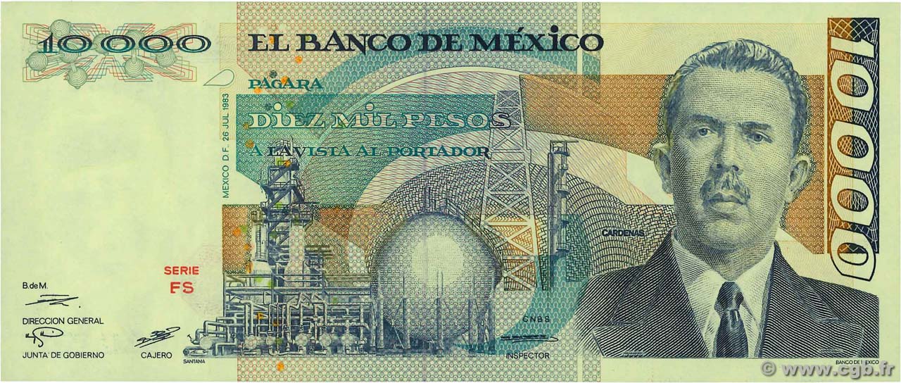 10000 Pesos MEXIQUE  1983 P.084c NEUF