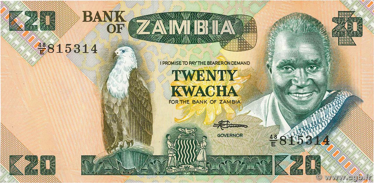 20 Kwacha ZAMBIE  1980 P.27e NEUF