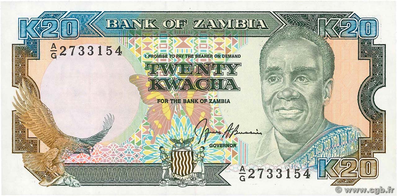 20 Kwacha ZAMBIE  1989 P.32b NEUF