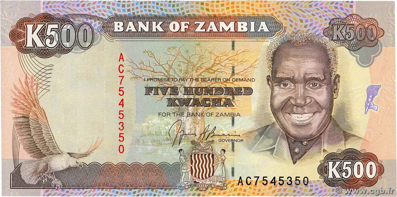 500 Kwacha ZAMBIE  1991 P.35a NEUF