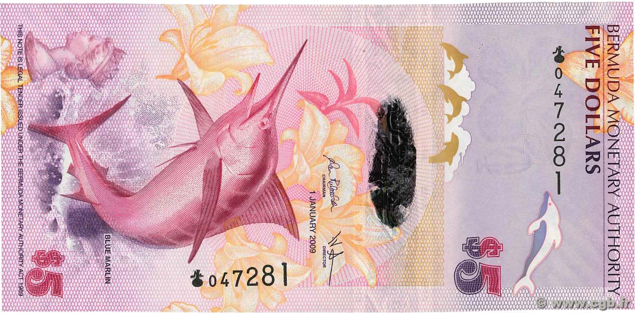 5 Dollars BERMUDA  2009 P.58a UNC