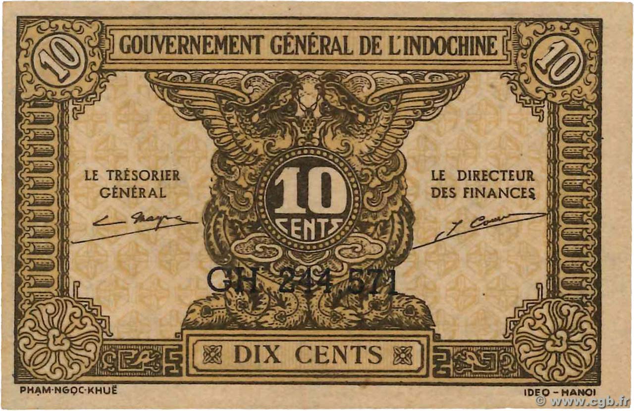 10 Cents INDOCHINE FRANÇAISE  1942 P.089a pr.NEUF