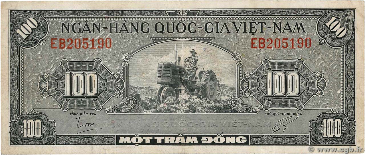 World Paper Money SOUTH VIET NAM 100 Dong【1955】-