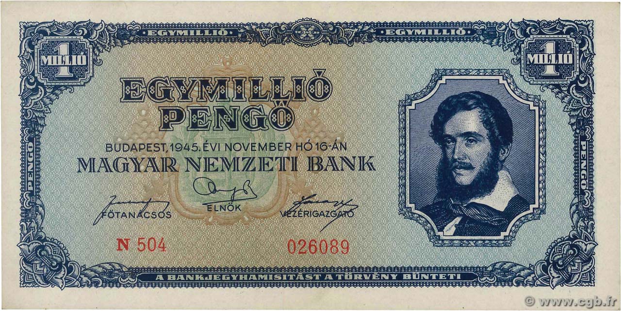1000000 Pengo HONGRIE  1945 P.122 SPL