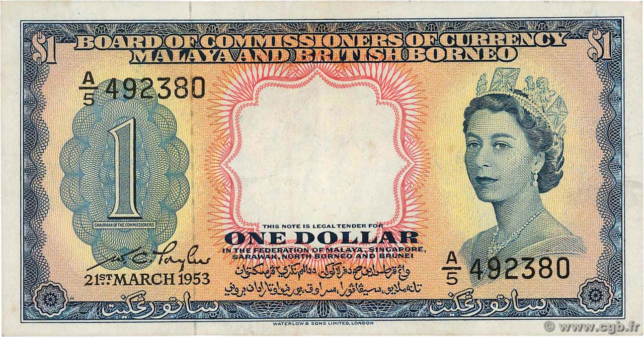 1 Dollar MALAYA and BRITISH BORNEO  1953 P.01a VF