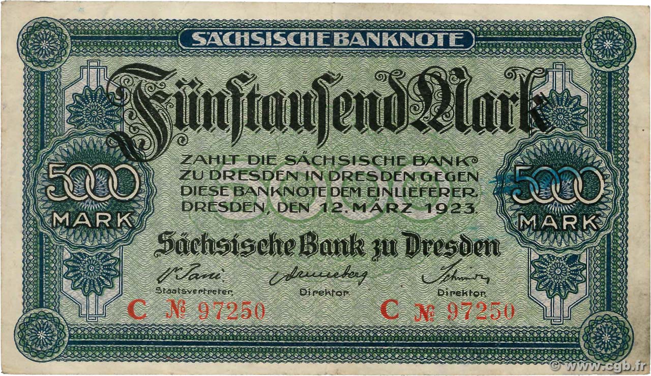 5000 Mark DEUTSCHLAND Dresden 1923 PS.0957 SS
