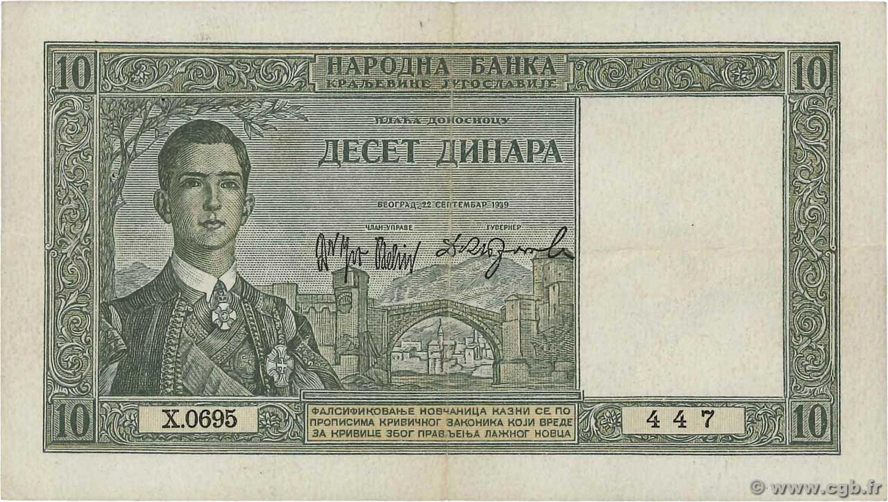 10 Dinara JUGOSLAWIEN  1939 P.035 VZ