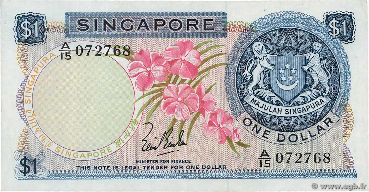 1 Dollar SINGAPOUR  1967 P.01a TTB