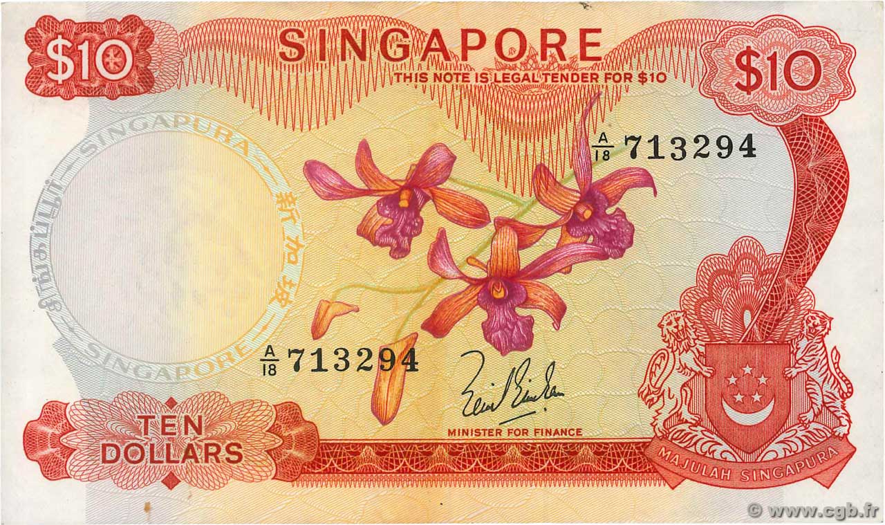 「数量限定 在庫処分セール」 10 Dollars Banknotes b93_0881 P.03a 1973 SINGAPORE 絵本・児童書
