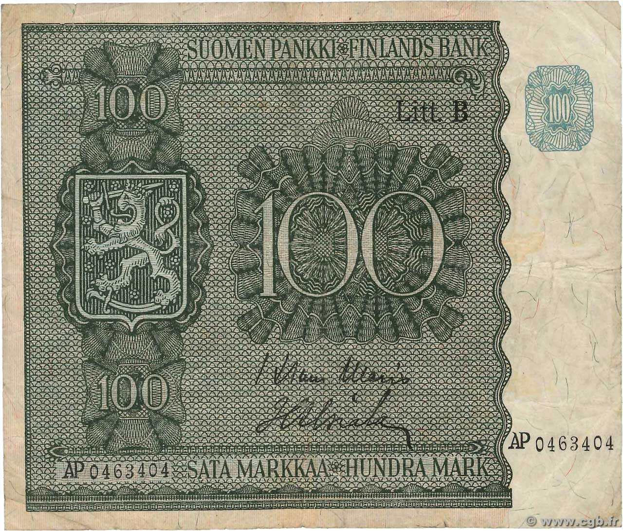 100 Markkaa FINLANDE  1945 P.088 TB