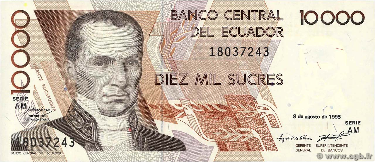 10000 Sucres EKUADOR  1995 P.127b ST