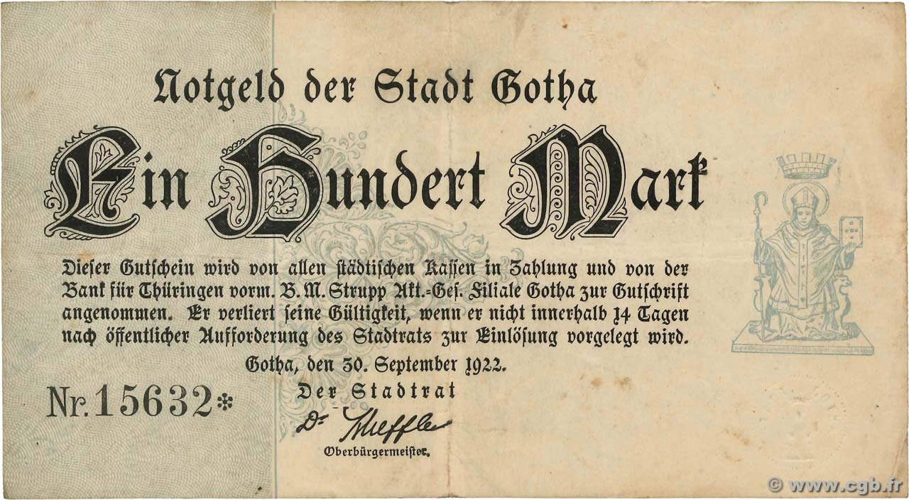 100 Mark DEUTSCHLAND Gotha 1922  SS