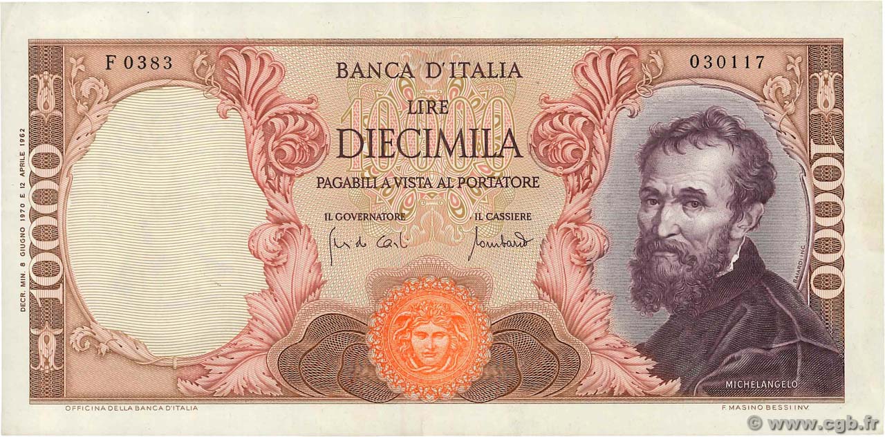 10000 Lire ITALIE  1970 P.097e SUP