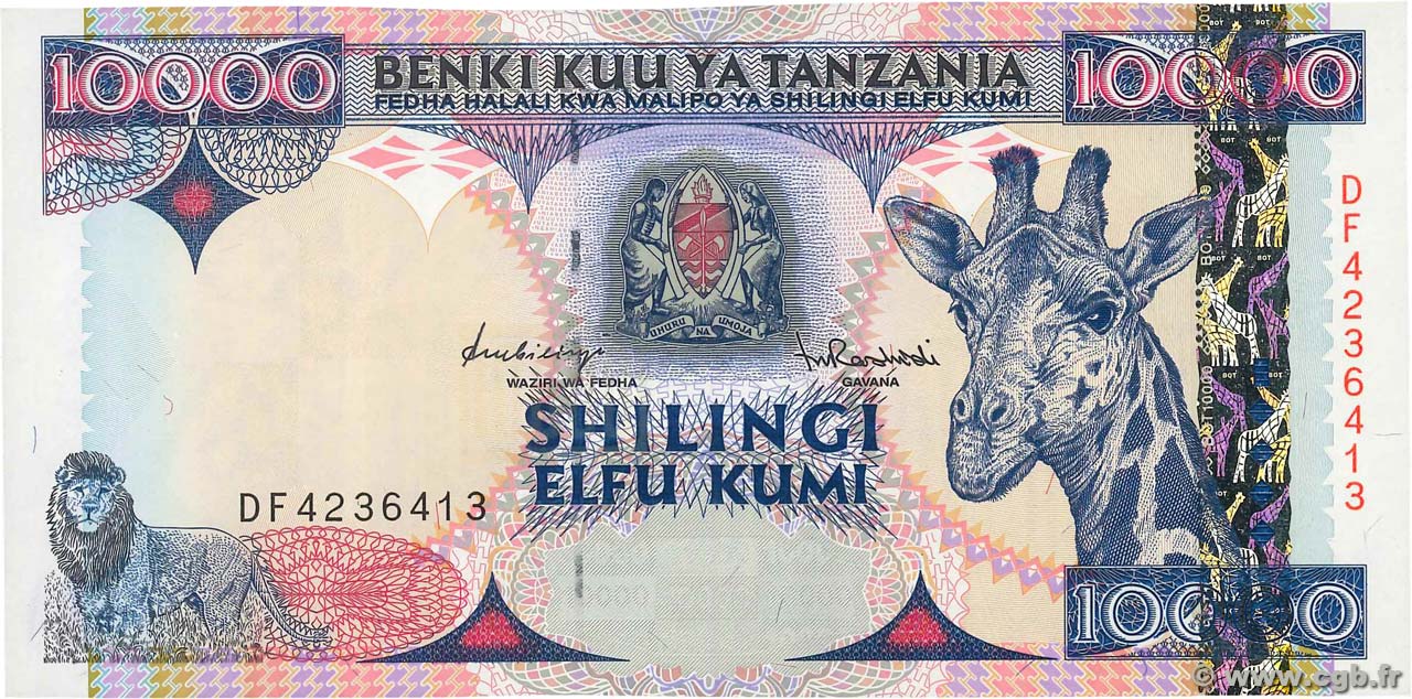 10000 Shillings TANZANIA  1997 P.33 UNC