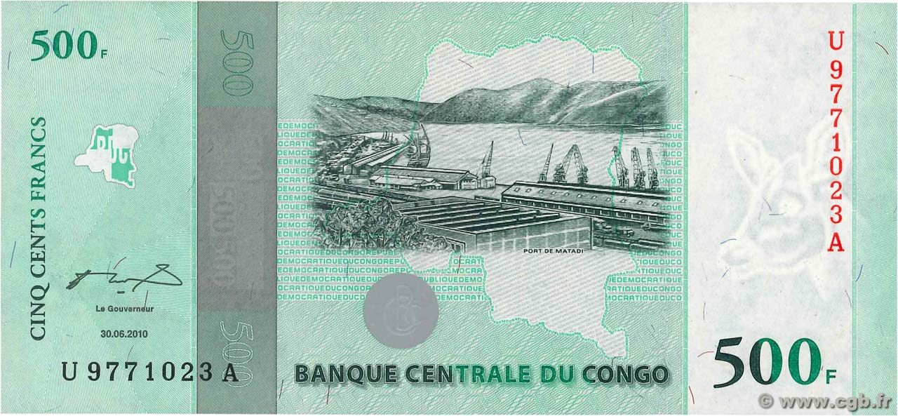 500 Francs Commémoratif CONGO, DEMOCRATIQUE REPUBLIC  2010 P.100 UNC