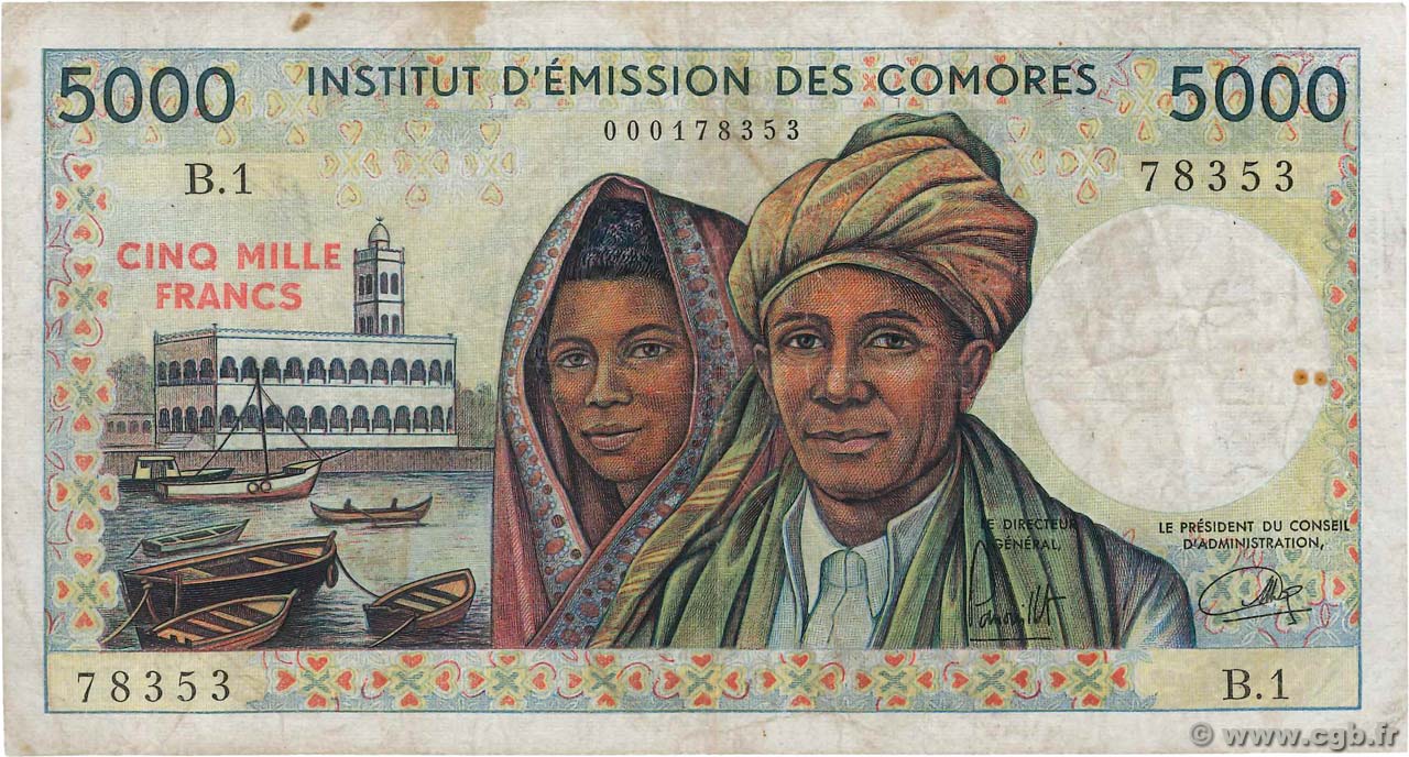 5000 Francs KOMOREN  1976 P.09a S