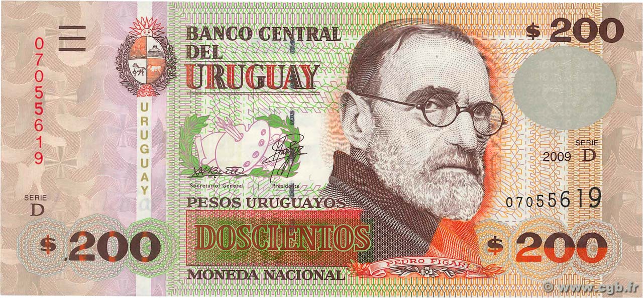 200 Pesos Uruguayos URUGUAY  2009 P.089b ST
