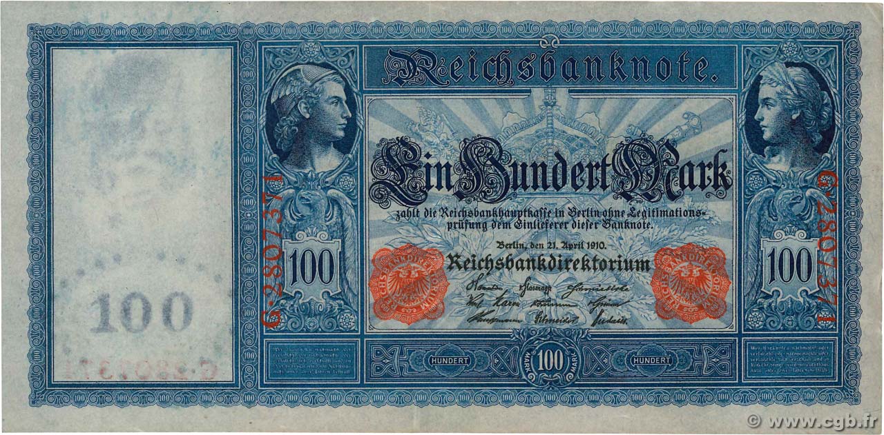 100 Mark ALEMANIA  1910 P.042 SC