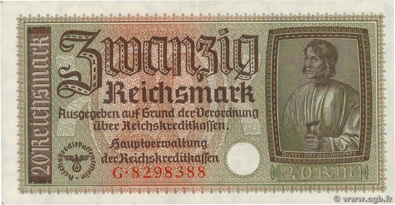 20 Reichsmark ALLEMAGNE  1940 P.R139 SUP+