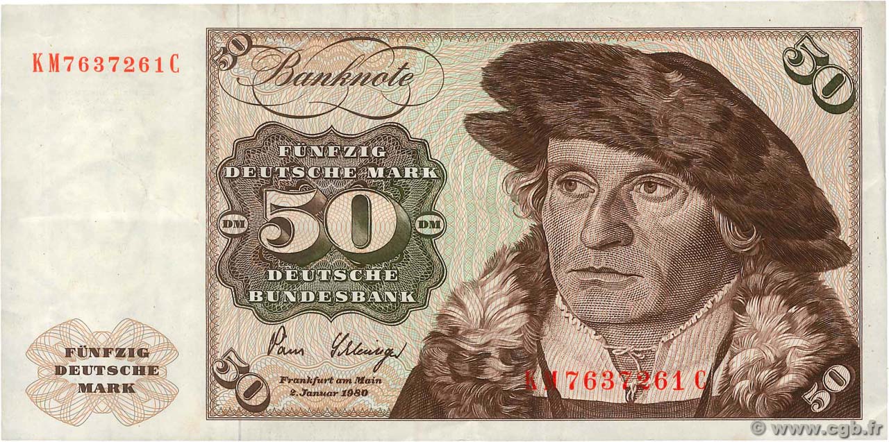 50 Deutsche Mark ALLEMAGNE FÉDÉRALE  1980 P.33d TTB