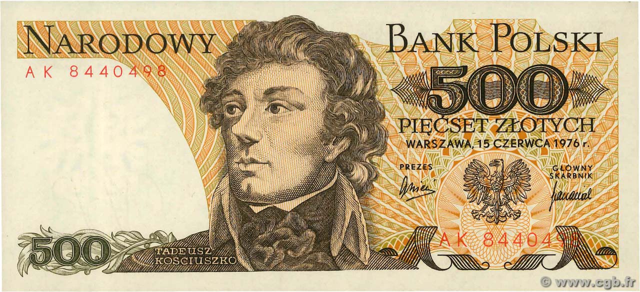 500 Zlotych POLOGNE  1976 P.145b NEUF