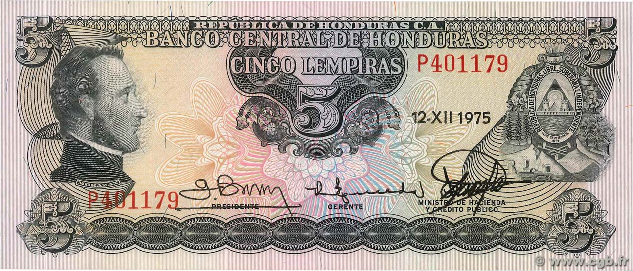 5 Lempiras HONDURAS  1975 P.059b FDC