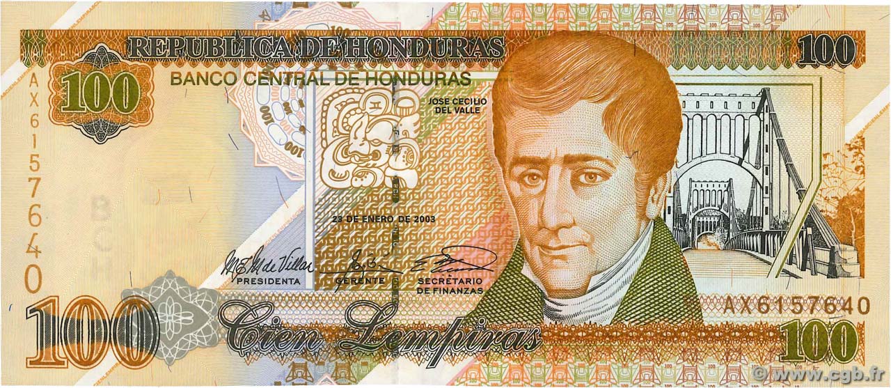 100 Lempiras HONDURAS  2003 P.077f FDC
